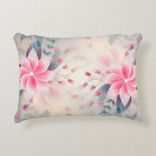 Frühlingsblumen blühen Rosa Aquarell Dekokissen