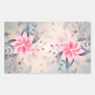 Frühlingsblumen blühen Rosa Aquarell Rechteckiger Aufkleber