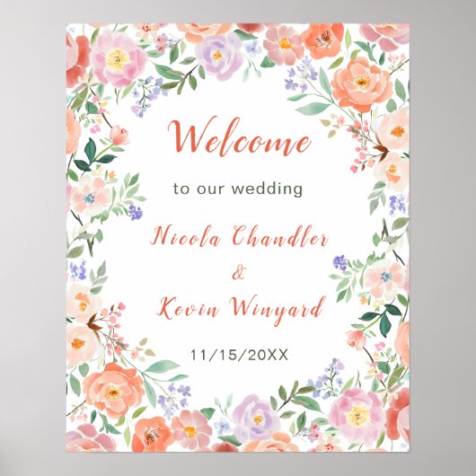 Frühlingsblumen-Blume Hochzeit Poster (Vorne)