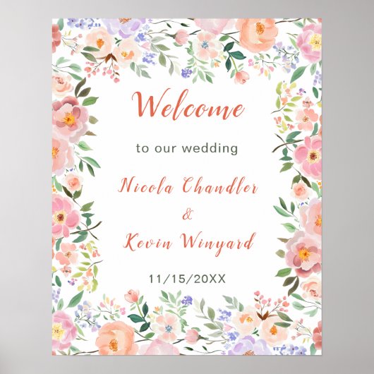 Frühlingsblumen-Blume Hochzeit Poster (Vorne)