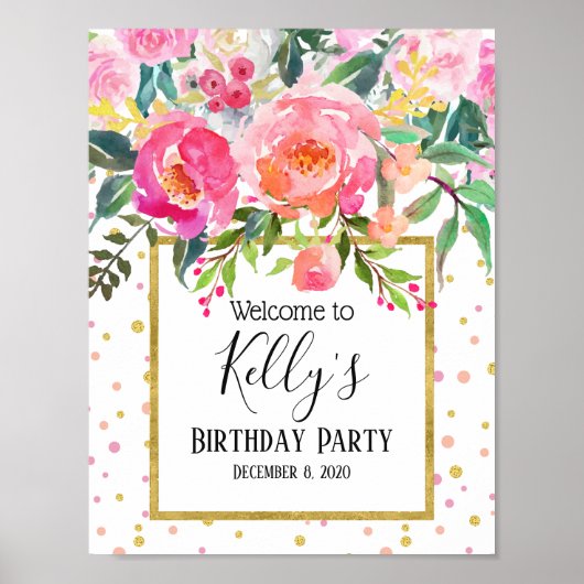 Frühlingsblumen, Blumen, Begrüßungszeichen Poster (Vorne)