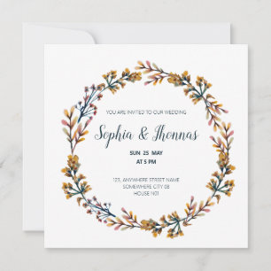 Frühlingsblumen-Blumenkreisrahmen-Hochzeitskarte Einladung