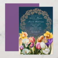 Frühlingsblumen Blumenrahmen Elegante Einladungen