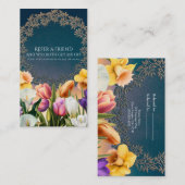 Frühlingsblumen Blumenrahmen Elegante Villa Saroli Empfehlungskarte (Vorne/Hinten)