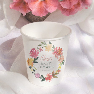 Frühlingsblumen Boho Mädchen Baby Shower Pappbecher