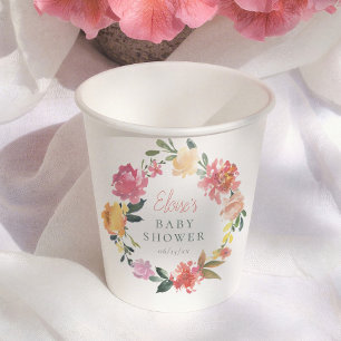 Frühlingsblumen Boho Mädchen Baby Shower Pappbecher