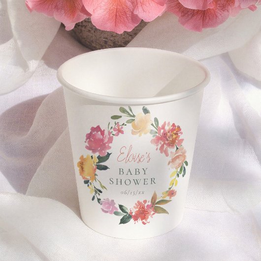 Frühlingsblumen Boho Mädchen Baby Shower Pappbecher