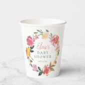 Frühlingsblumen Boho Mädchen Baby Shower Pappbecher (Rückseite)