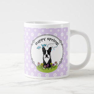 Frühlingsblumen Boston Terrier Dog (schwarz) Niedl Jumbo-Tasse
