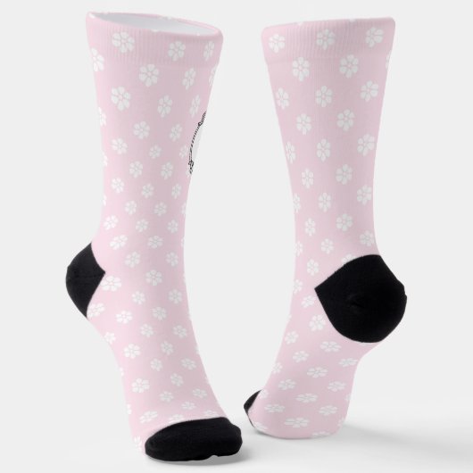 Frühlingsblumen Boston Terrier Dog (schwarz) Niedl Socken (Gewinkelt)