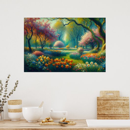Frühlingsblumen Botanischer Garten Impressionist Poster (Küche)