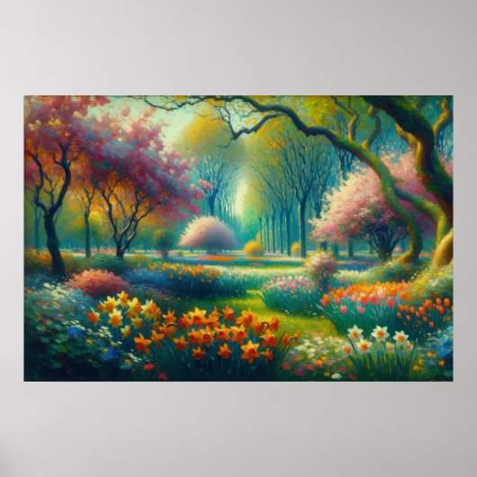 Frühlingsblumen Botanischer Garten Impressionist Poster (Vorne)