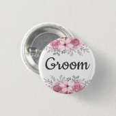 Frühlingsblumen Bräutigam Hochzeit Button (Vorne & Hinten)