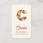 Frühlingsblumen "C" Monogram-Visitenkarte Visitenkarte (Vorderseite)
