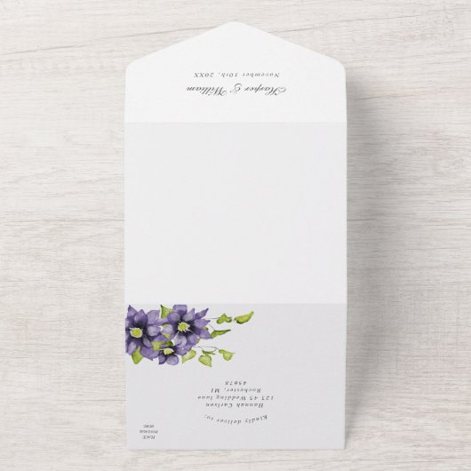 Frühlingsblumen clematis uAwg Hochzeit All In One Einladung (Außenbereich)