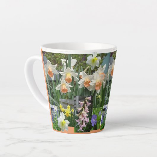 Frühlingsblumen Collage Latte Tasse (Linke Ecke)