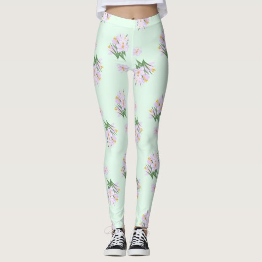 Frühlingsblumen Crocuses Leggings (Vorderseite)