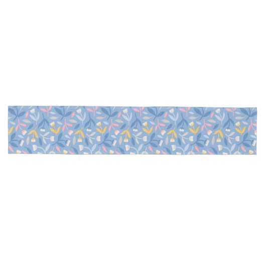 Frühlingsblumen Custom Blue & Pink Mittelgroßer Tischläufer (Horizontal)