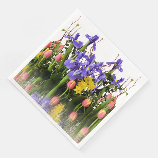 Frühlingsblumen, Daffodil, Tulip, Crocus Serviette (Ecke)