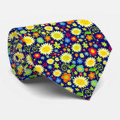 Frühlingsblumen - Deep Navy Blue Krawatte (Gerollt)