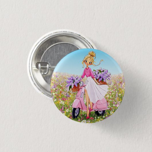 Frühlingsblumen-Design-Button Button (Vorne & Hinten)
