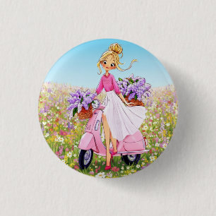 Frühlingsblumen-Design-Button Button