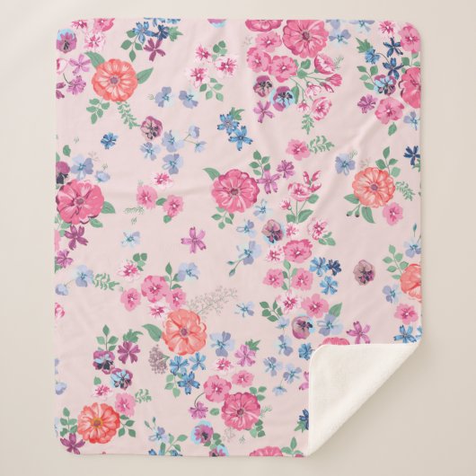 Frühlingsblumen Design. Nahtlose Blumenmuster. Pl Sherpadecke (Vorderseite)