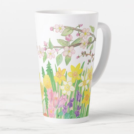 Frühlingsblumen, die Freude ausstrahlen Milchtasse (Rechte Ecke)