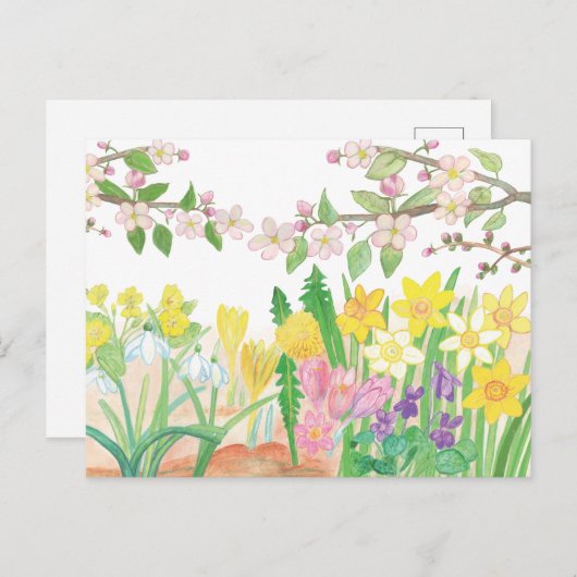 Frühlingsblumen, die Freude ausstrahlen Postkarte (Vorne/Hinten)