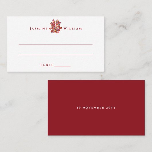 Frühlingsblumen Doppeltes Glück Chinesische Hochze Platzkarte (Vorne/Hinten)