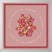 Frühlingsblumen Doppeltes Glück Chinesische Hochze Poster (Vorne)