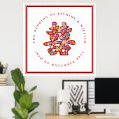 Frühlingsblumen Doppeltes Glück Chinesische Hochze Poster (Heimbüro)
