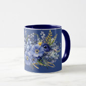 Frühlingsblumen, dunkelblauer Hintergrund, Tasse (VorderseiteRechts)