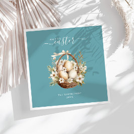 Frühlingsblumen Eier Aquamarin Happy Oaster Serviette
