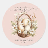 Frühlingsblumen Eier Pastel Happy Oaster Runder Aufkleber (Vorderseite)