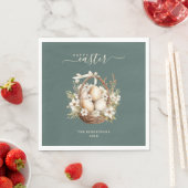 Frühlingsblumen Eier zeigen Grün glücklichen Oster Serviette (Beispiel)