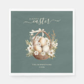 Frühlingsblumen Eier zeigen Grün glücklichen Oster Serviette (Vorderseite)