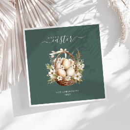 Frühlingsblumen Eier zeigen Grün glücklichen Oster Serviette