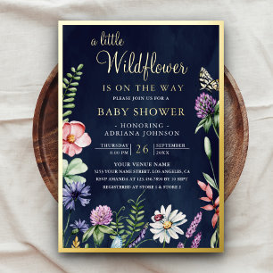 Frühlingsblumen Ein bisschen Wildblumen-Baby-Party Folieneinladung