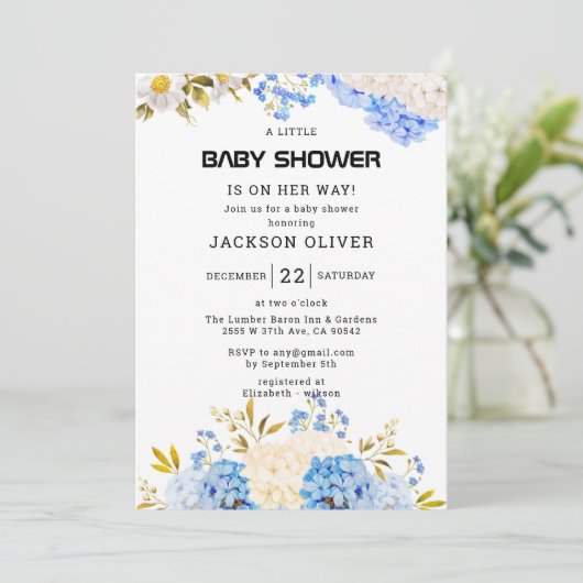 Frühlingsblumen | Einfache Girl-Baby-Dusche Einladung (Stehend Vorderseite)