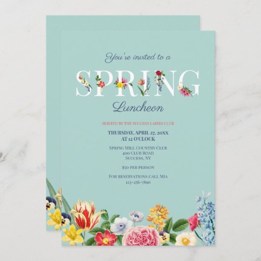 Frühlingsblumen Einladung (Vorne/Hinten)