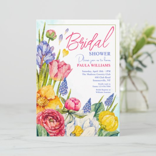 Frühlingsblumen Einladung (Stehend Vorderseite)