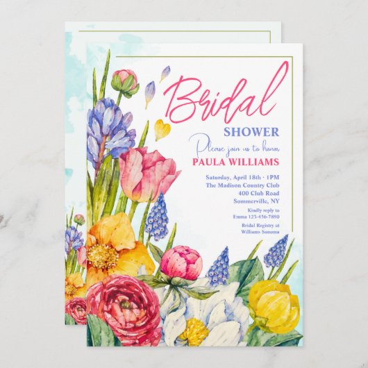 Frühlingsblumen Einladung (Vorne/Hinten)