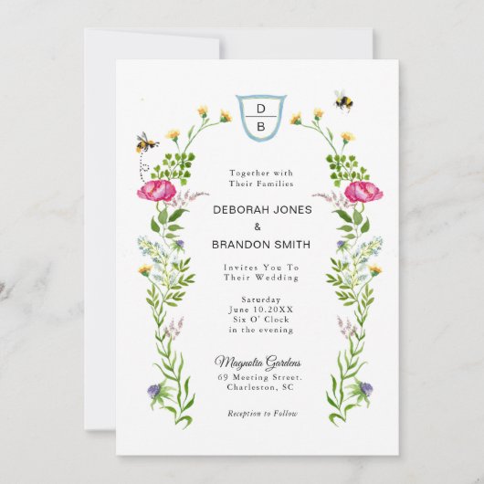 Frühlingsblumen Einladung Hochzeit (Vorderseite)