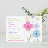 Frühlingsblumen - Einladung zur Kinderdusche (Stehend Vorderseite)