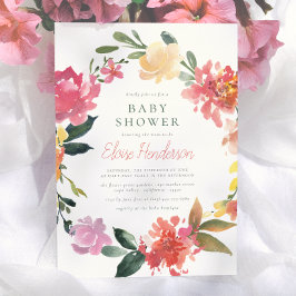 Frühlingsblumen | Elegant & Simple Girl Baby Showe Einladung