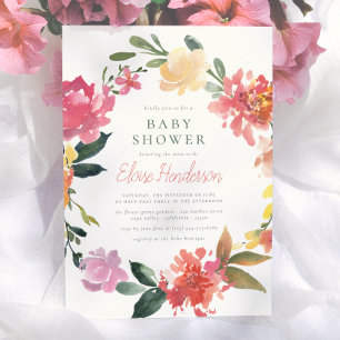 Frühlingsblumen Elegante & einfache Babyparty fü Einladung