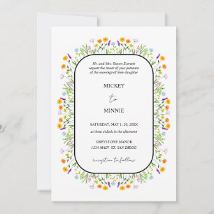 Frühlingsblumen Elegante Hochzeit Einladung