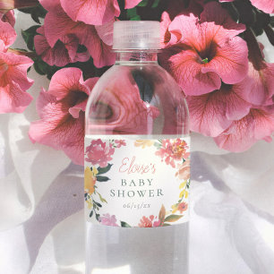 Frühlingsblumen Elegantes Mädchen Baby Shower Wasserflaschenetikett