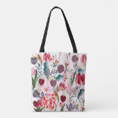 Frühlingsblumen farbenfrohe Blumenmuster Tasche (Rückseite)